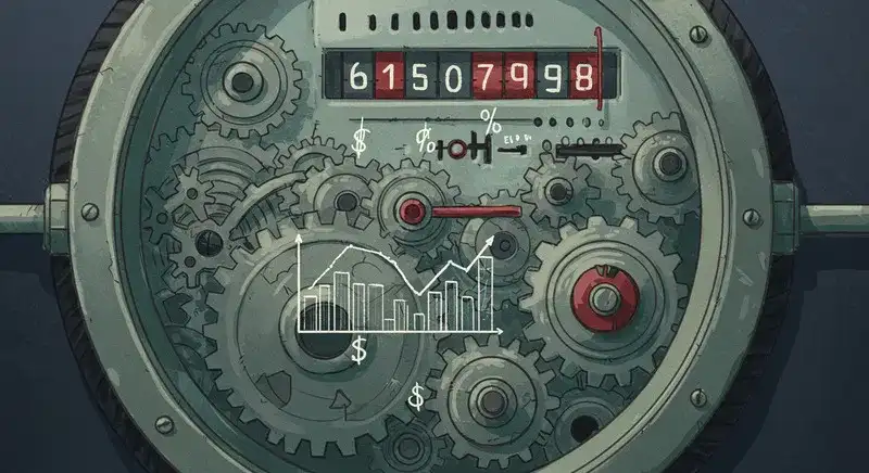 ガスメーターの仕組みを示す歯車イラスト
